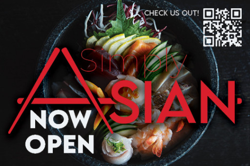 A half page magazine ad featuring Simply Asian branding
